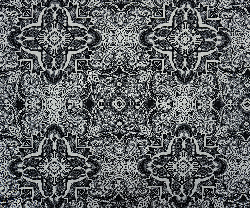 Black-White Famous Designer Poly Floral ITY Jersey Knit Fabric