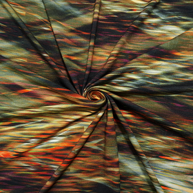 Red-Green-Multi Famous Designer Viscose Abstract Jersey Knit Fabric