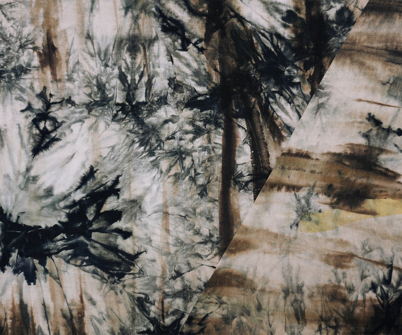 Brown-Black Designer Rayon Tie Dye Printed Jersey Knit Fabric