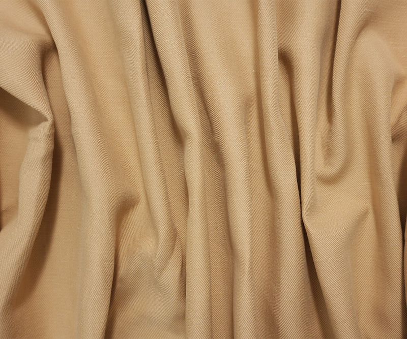 Beige Famous Designer Tencel Linen Cotton Solid Twill Woven Fabric