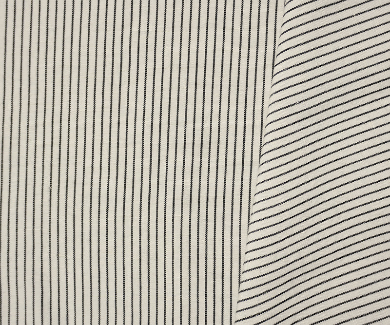 White-Black Famous Designer Tencel Linen Stripe Woven Fabric