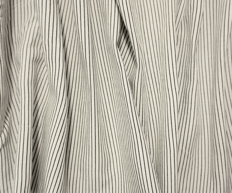 White-Black Famous Designer Tencel Linen Stripe Woven Fabric