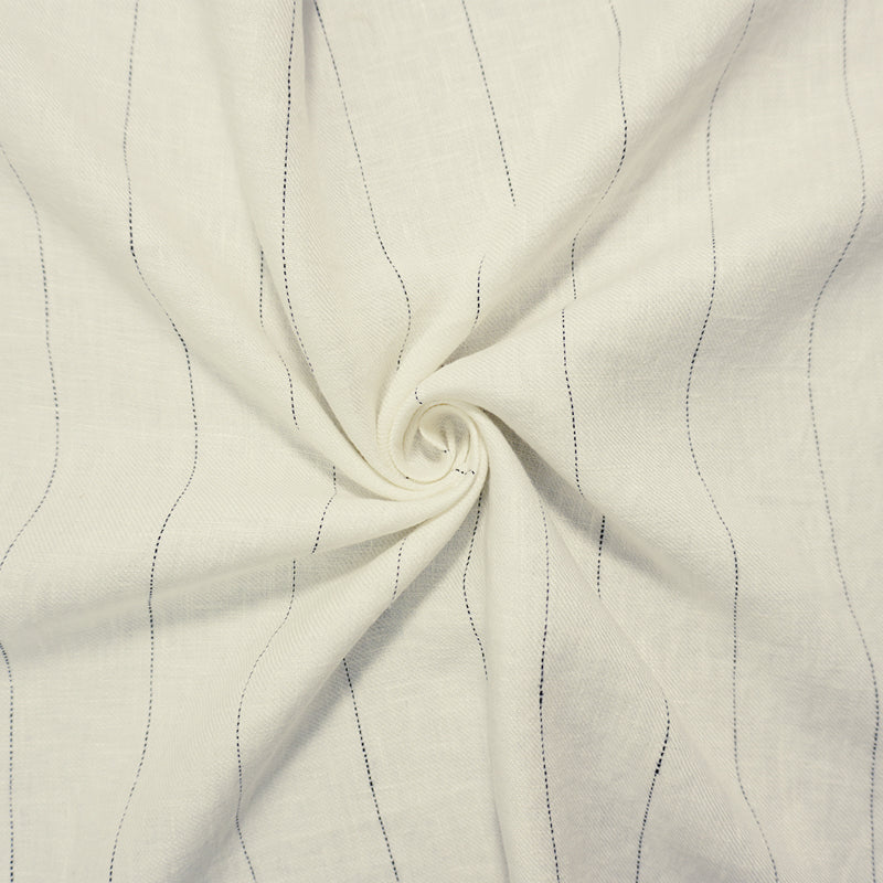 White-Black Famous Designer Linen Stripe Twill Woven Fabric