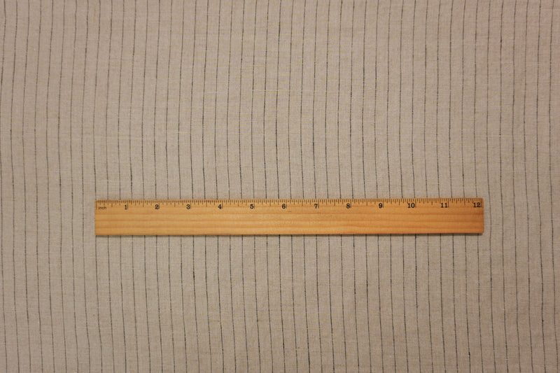 Beige-Black Famous Designer Linen Stripe Slub Woven Fabric