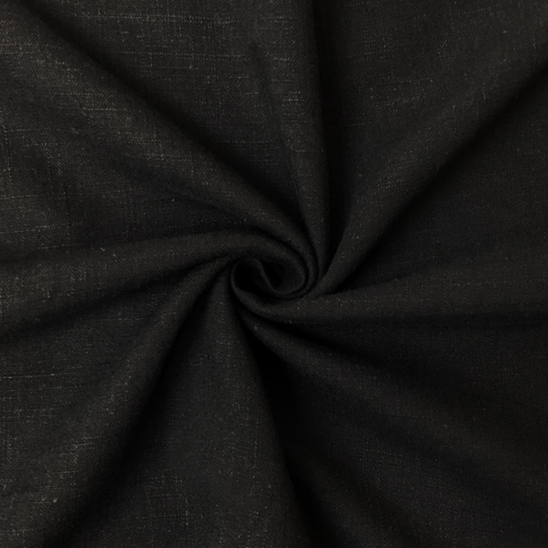 Black Famous Designer Rayon Linen Solid Cross Hatch Woven Fabric