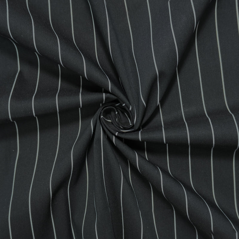 Black-White Famous Designer Cotton Nylon Spandex Stripe Twill Woven Fabric