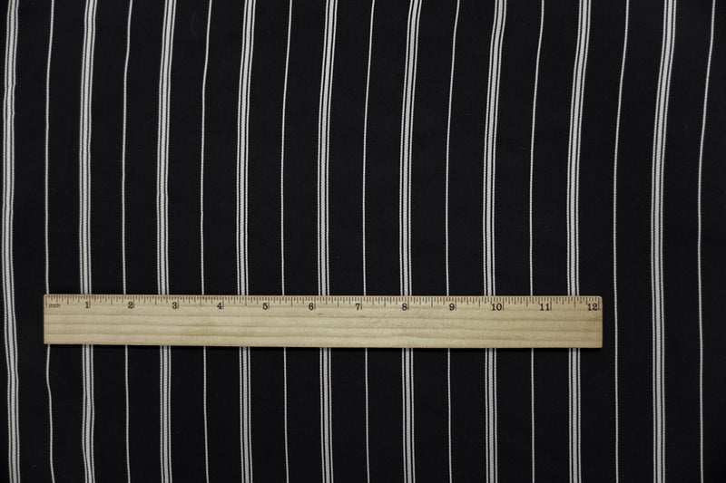 Black-White Designer Poly Viscose Stripe Twill Woven Fabric