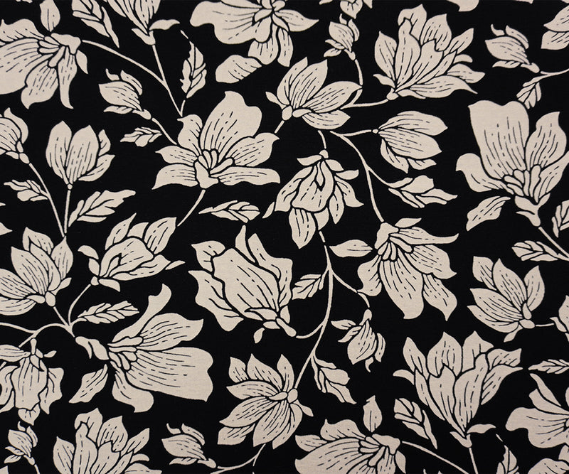 Black-Beige Famous Designer Viscose Floral Jersey Knit Fabric
