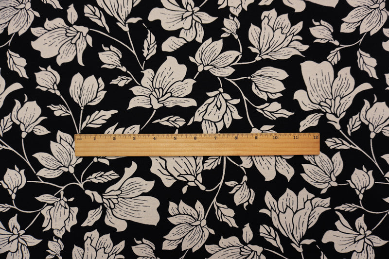 Black-Beige Famous Designer Viscose Floral Jersey Knit Fabric