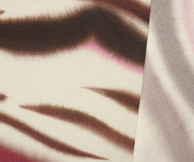 Brown-Pink Famous Designer Viscose Zebra Crepe Faille Fabric