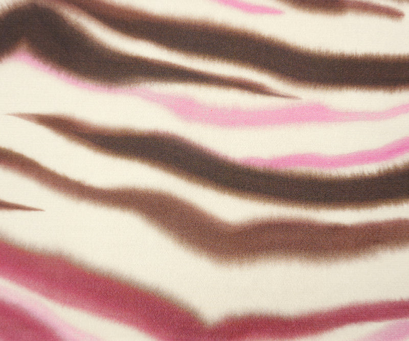 Brown-Pink Famous Designer Viscose Zebra Crepe Faille Fabric
