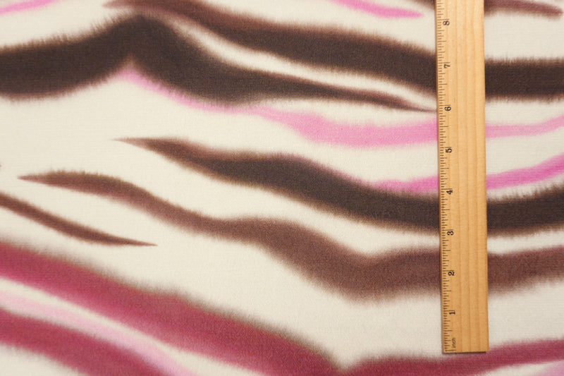 Brown-Pink Famous Designer Viscose Zebra Crepe Faille Fabric