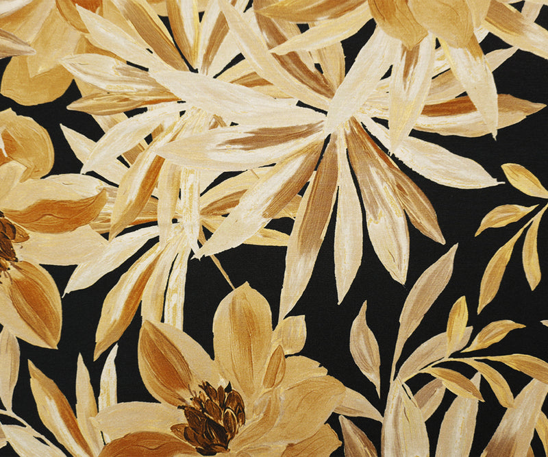 Brown-Black Designer Rayon Stretch Floral Jersey Knit Fabric