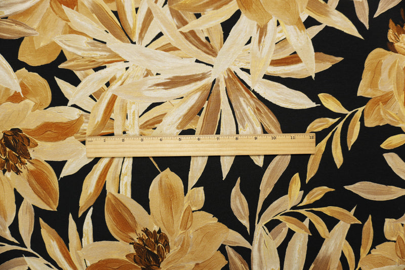 Brown-Black Designer Rayon Stretch Floral Jersey Knit Fabric