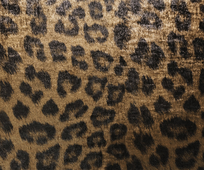 Copper-Black Famous Designer Viscose Leopard Printed Satin Woven Fabric
