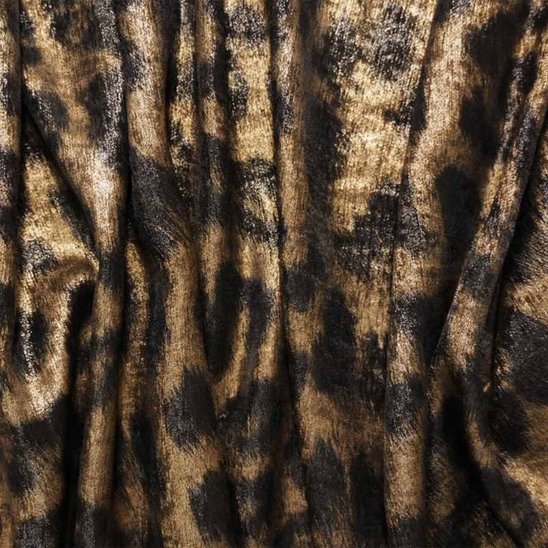 Copper-Black Famous Designer Viscose Leopard Printed Satin Woven Fabric