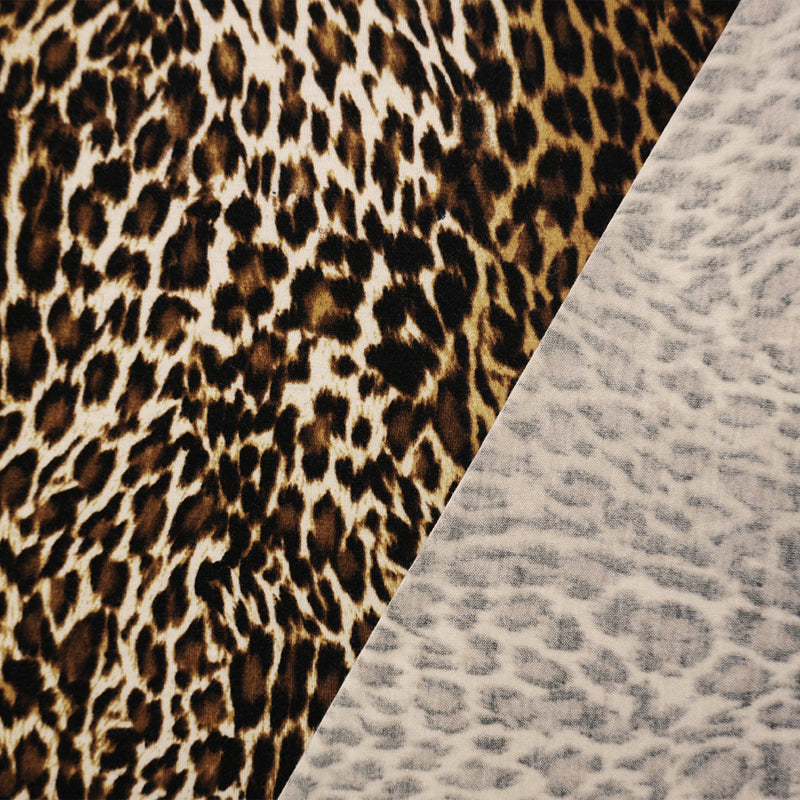Brown-Multi Famous Designer Rayon Leopard Jersey Knit Fabric