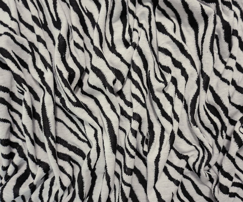 White-Black Famous Designer Poly Rayon Zebra Jacquard Knit Fabric