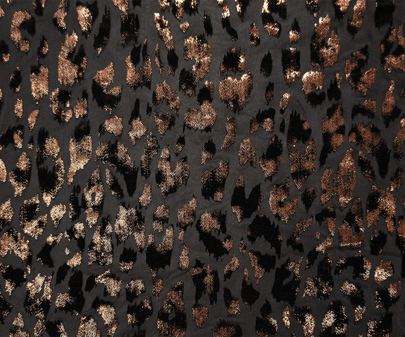 Black-Brown Designer Poly Leopard Burnout Velvet Knit Fabric