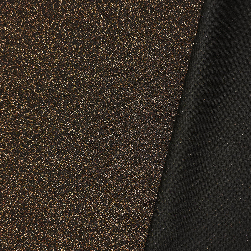 Gold-Black Famous Designer Metallic Poly Texture Knit Fabric