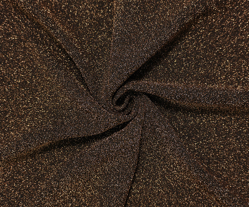 Gold-Black Famous Designer Metallic Poly Texture Knit Fabric