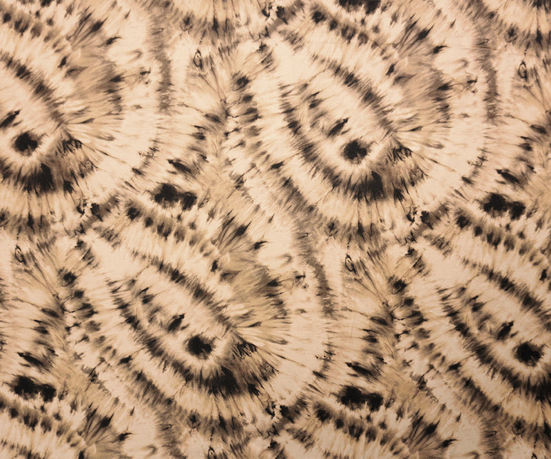 Beige-Multi Designer Viscose Tie Dye Twill Satin Woven Fabric