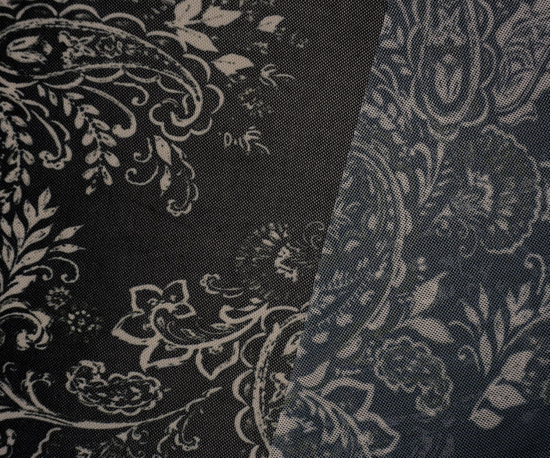 Black-Ivory Famous Designer Poly Paisley Printed Mesh Knit Fabric