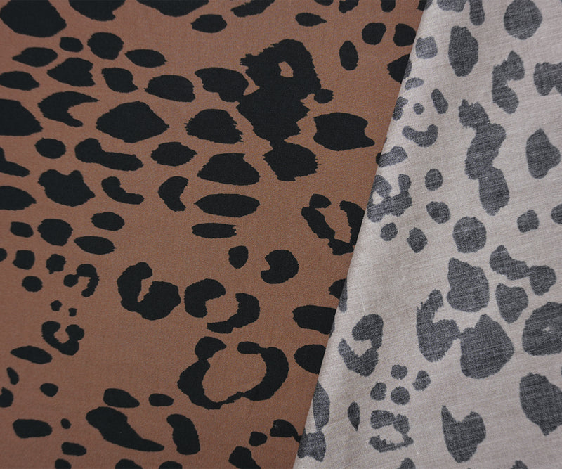 Brown-Black Famous Designer Cotton Leopard Poplin Woven Fabric