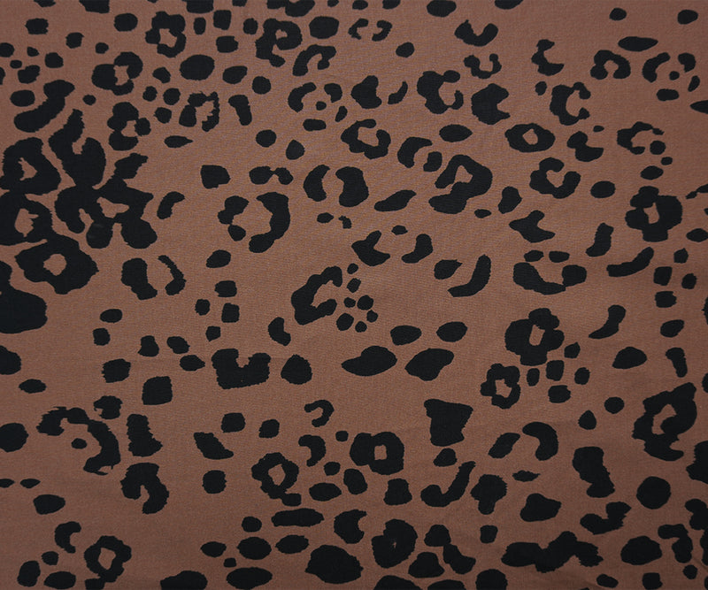 Brown-Black Famous Designer Cotton Leopard Poplin Woven Fabric