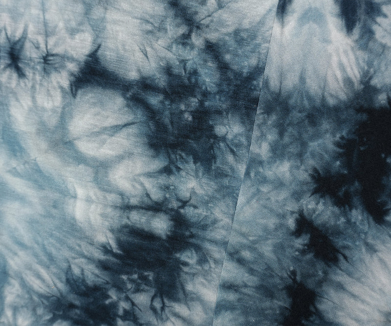 Blue Famous Designer Rayon Spandex Tie Dye Printed Jersey Knit Fabric