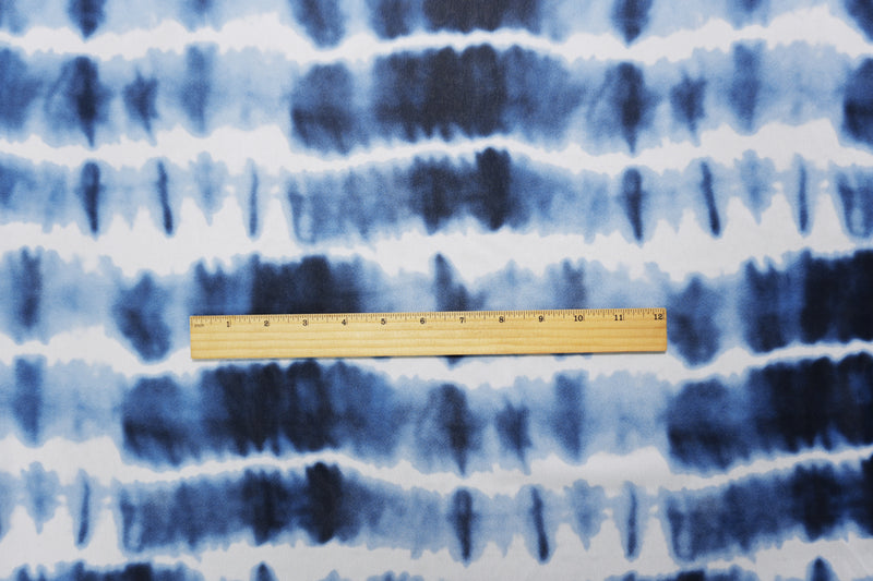 Blue-White Famous Designer Viscose Tie Dye Georgette Woven Fabric