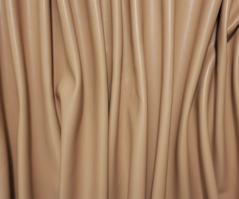 Beige Famous Designer PU Faux Leather Knit Fabric