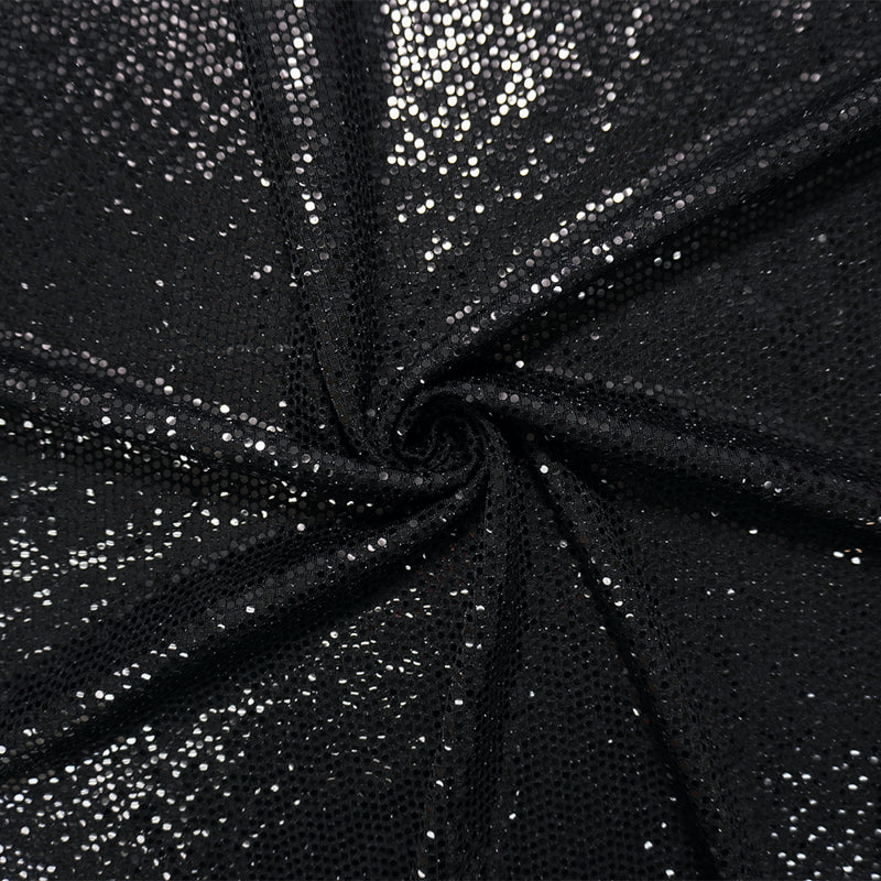 Black Nylon Spandex Foil Printed Dot Slinky Knit Fabric