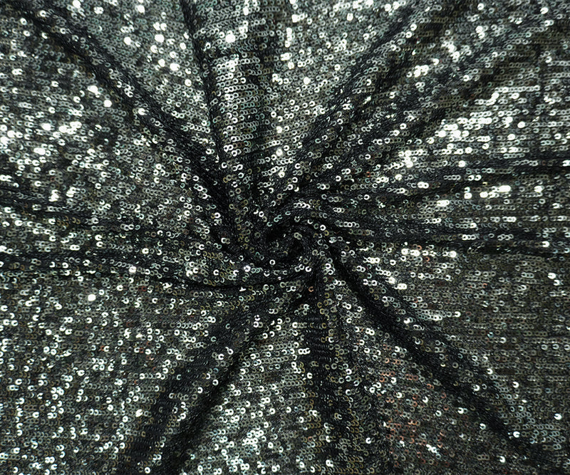 Gunmetal Famous Designer Poly Spandex Sequin Jersey Knit Fabric