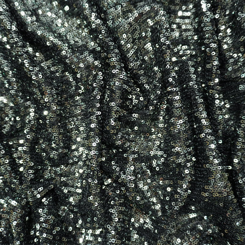 Gunmetal Famous Designer Poly Spandex Sequin Jersey Knit Fabric