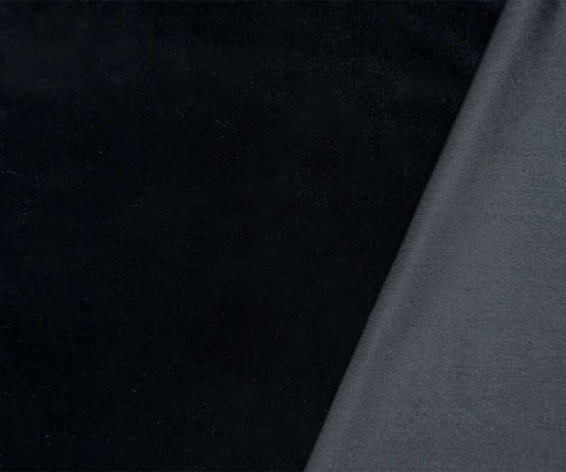 Black Famous Designer Poly Spandex Solid Velvet Knit Fabric