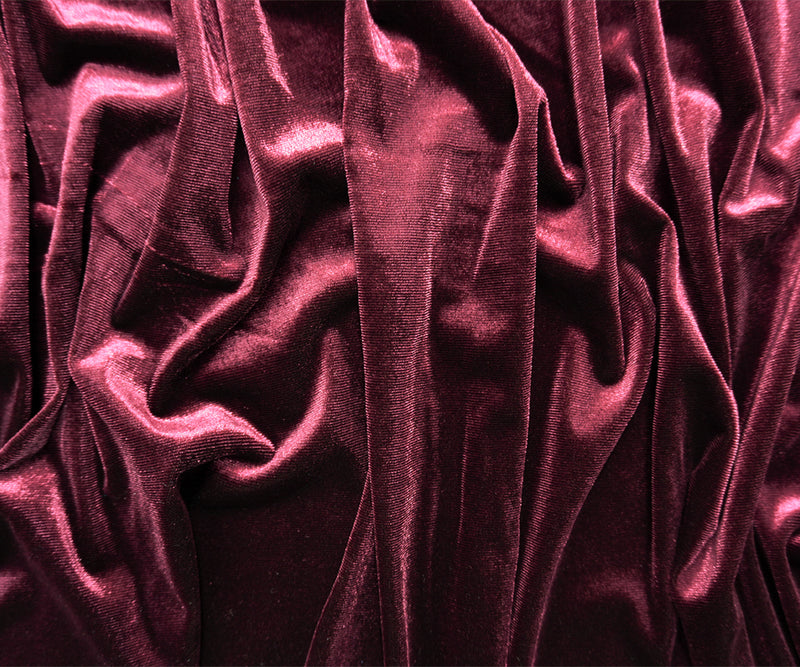 Red Famous Designer Poly Nylon Spandex Solid Velvet Knit Fabric