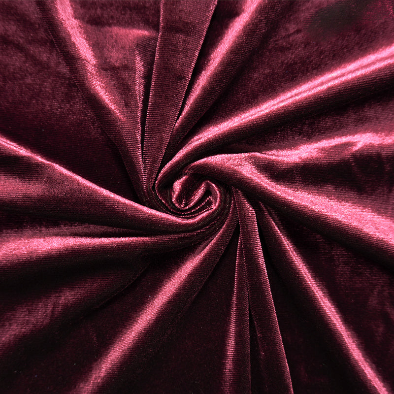Red Famous Designer Poly Nylon Spandex Solid Velvet Knit Fabric
