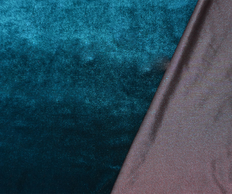 Teal Famous Designer Poly Nylon Spandex Solid Velvet Knit Fabric