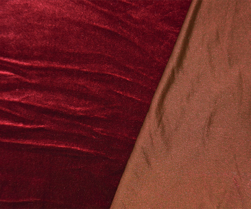Red Famous Designer Poly Nylon Solid Crinkled Velvet Knit Fabric