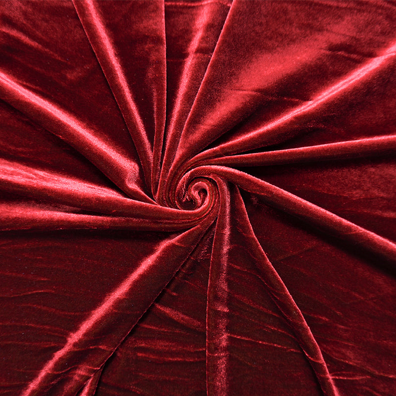 Red Famous Designer Poly Nylon Solid Crinkled Velvet Knit Fabric