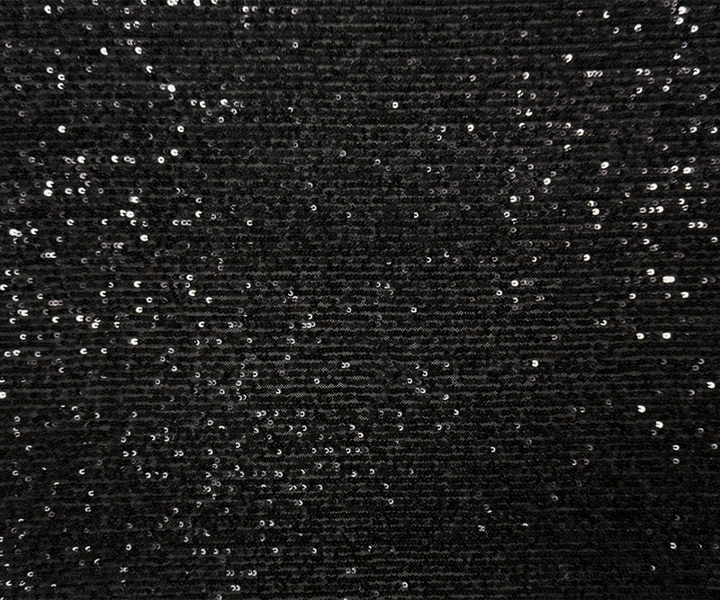 Black Famous Designer Nylon Stripe Sequined Mesh Knit Fabric
