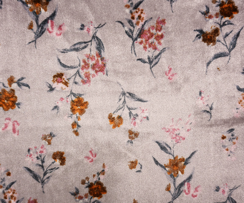 Mauve-Pink-Multi Designer Poly Floral Printed Velvet Knit Fabric
