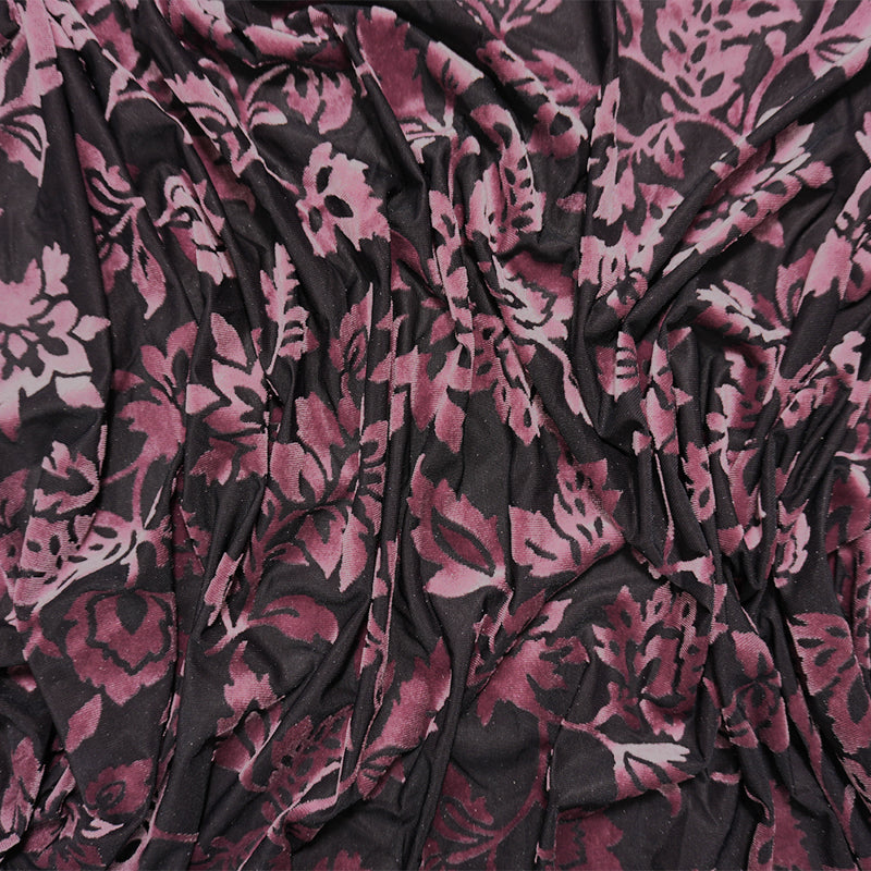 Brown-Pink Famous Designer Poly Nylon Spandex Burnout Velvet Knit Fabric