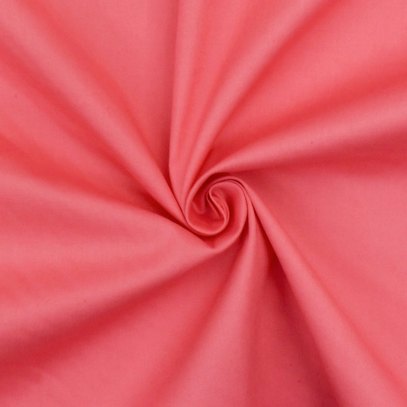 Punch Pink Solid Stretch Cotton Poplin Woven Fabric