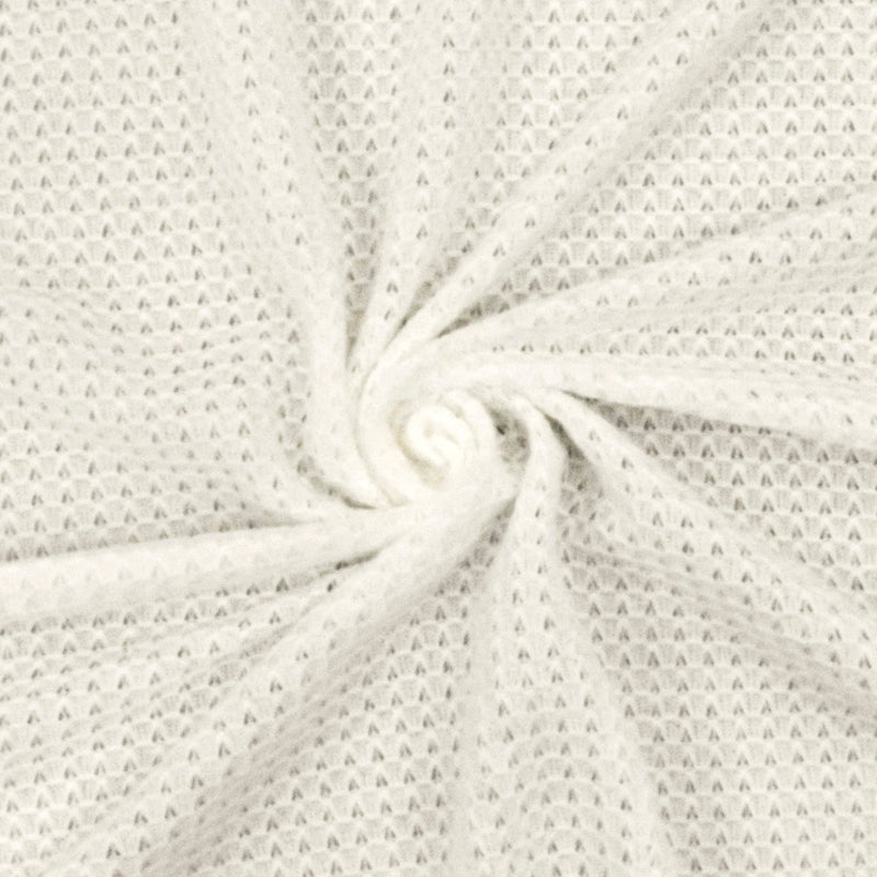 Ivory Solid Polyester-Cotton 3D Pique Knit Fabric