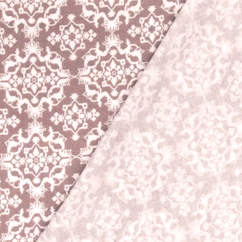 Dusty Pink-Ivory Moroccan Printed Stretch Rayon Momie Woven Fabric
