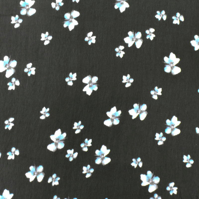 Black-Teal-Multi Famous Designer Floral Print Viscose Chiffon Woven Fabric