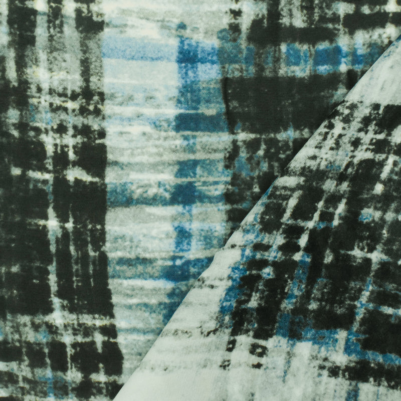 Ocean Blue-Black-Multi Famous Designer Tie Dye Printed Chiffon Woven Fabric