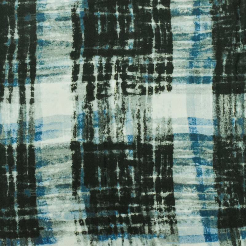 Ocean Blue-Black-Multi Famous Designer Tie Dye Printed Chiffon Woven Fabric